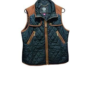 Vince Camuto Black Suede Quilted Riding Vest Women's Large